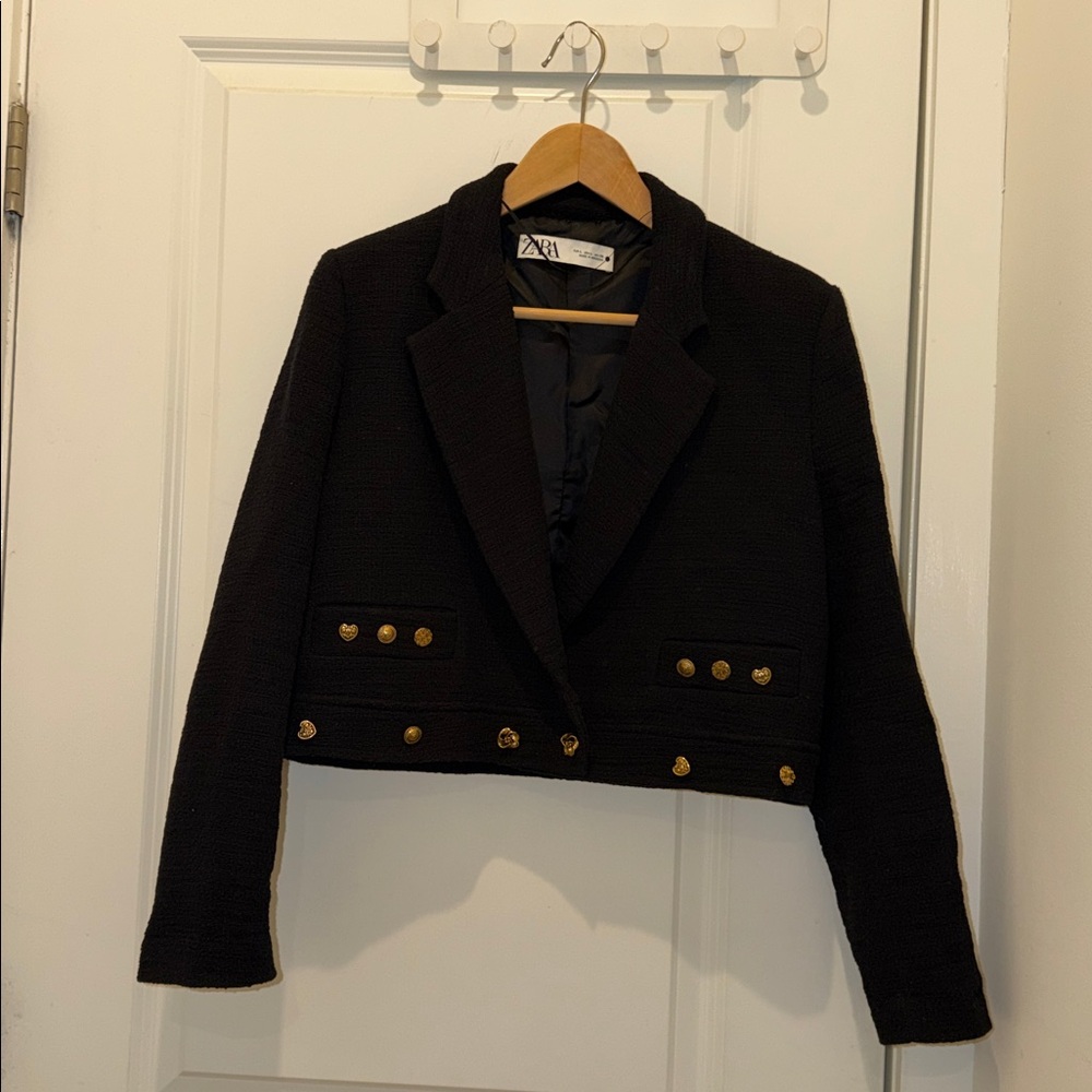 Zara Black Blazer with Gold Buttons